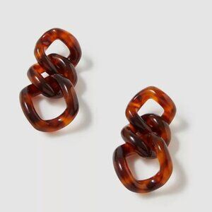 Ann Taylor Tortoiseshell Print Link Drop Earrings